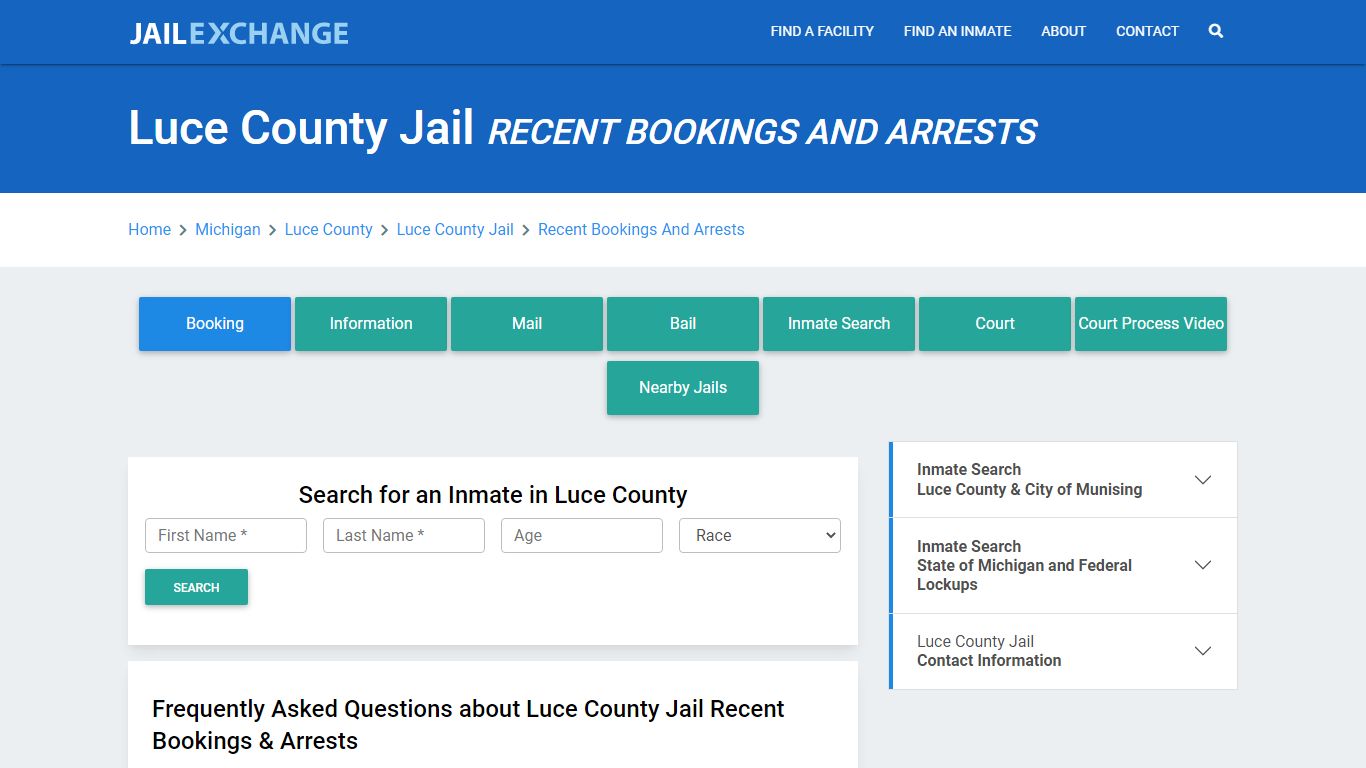 Luce County Jail Recent Bookings And Arrests - Jail Exchange