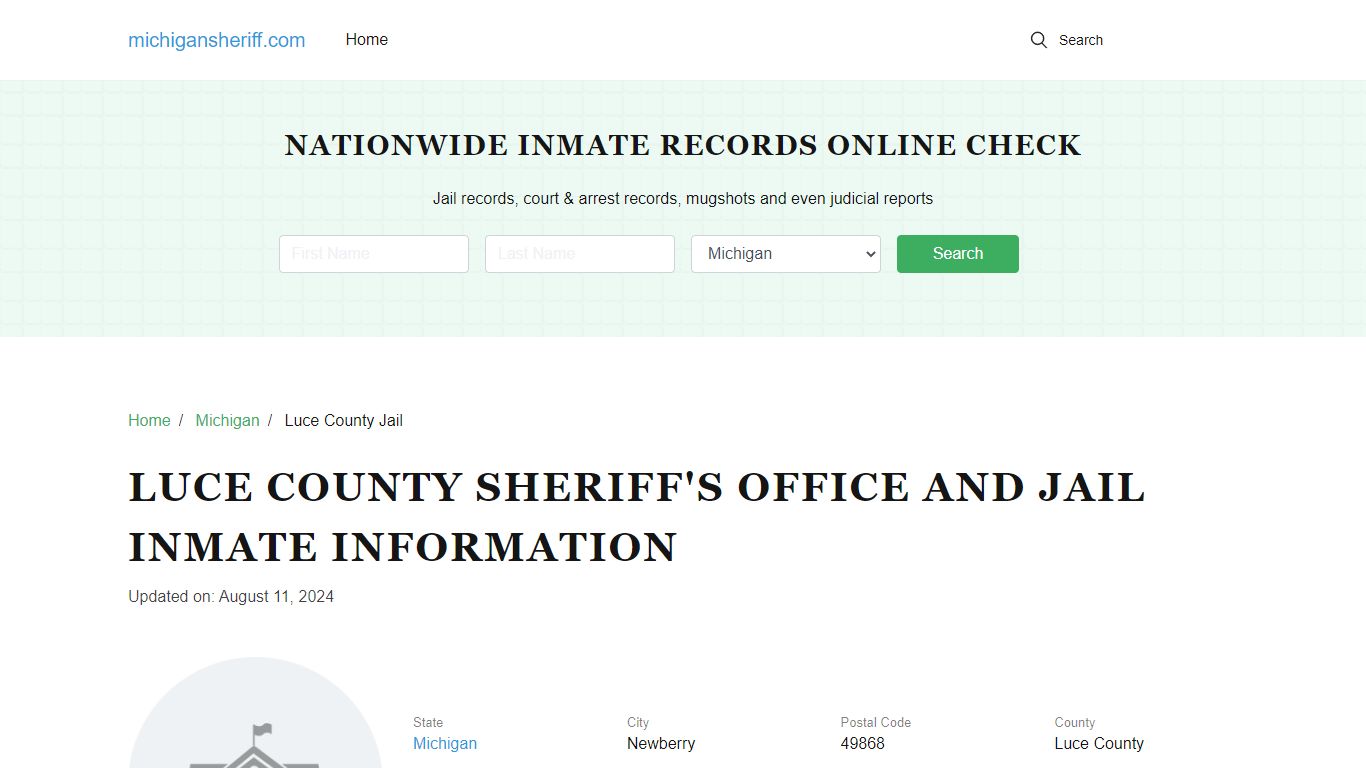 Luce County Sheriff's Office and Jail Inmate Information - Michigan Sheriff