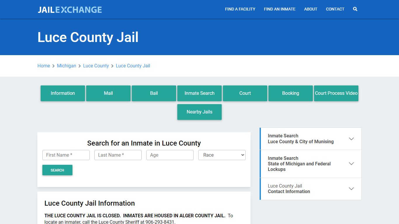 Luce County Jail Roster Lookup, MI, Inmate Search - Jail Exchange