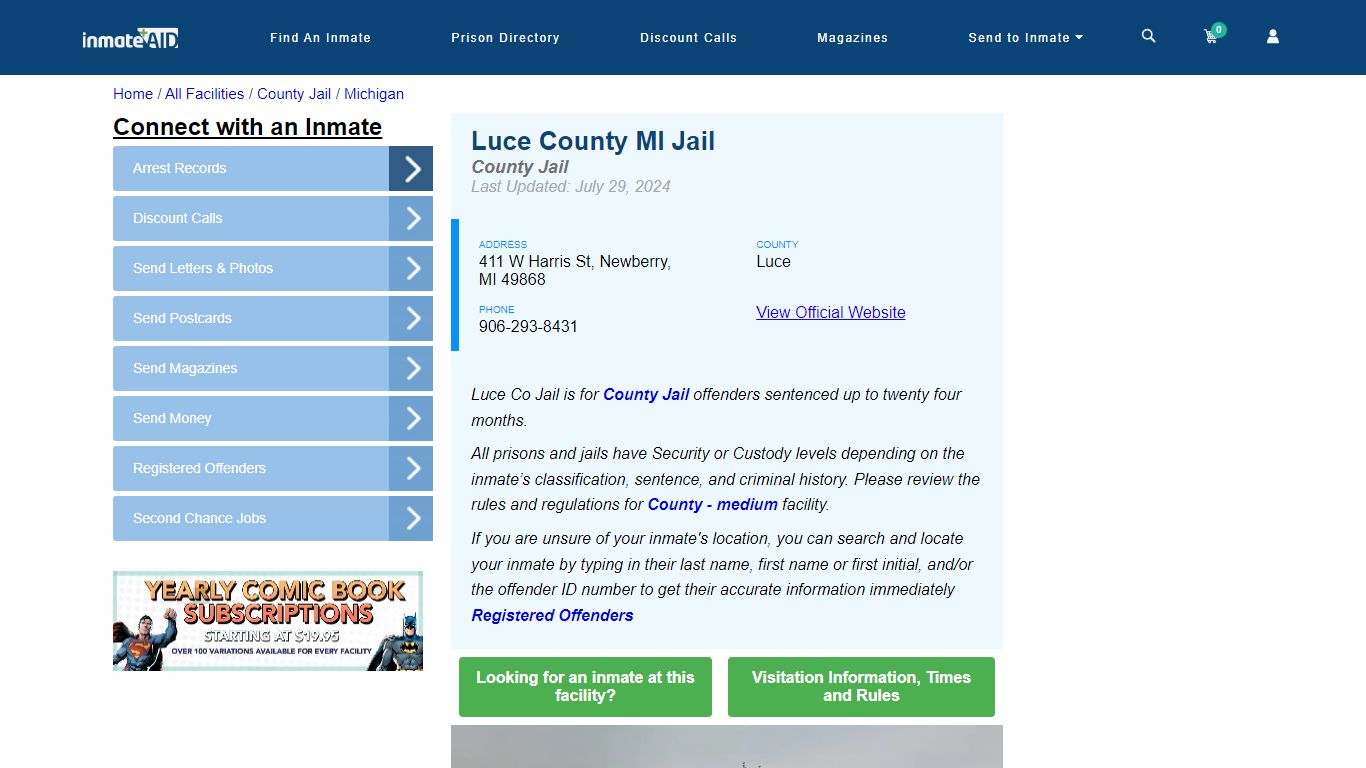 Luce County MI Jail - Inmate Locator